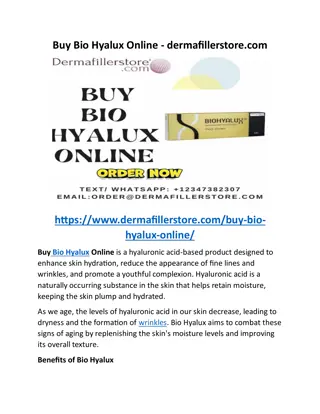 Buy Bio Hyalux Online - dermafillerstore.com