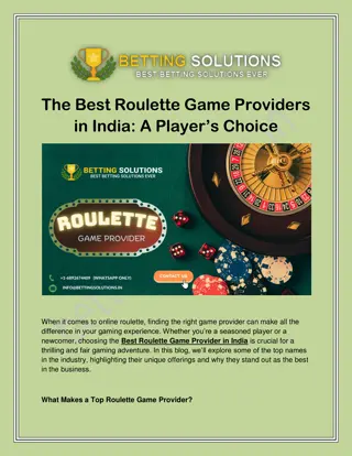 Discover the Top Roulette Game Providers in India: A Player’s Choice Guide