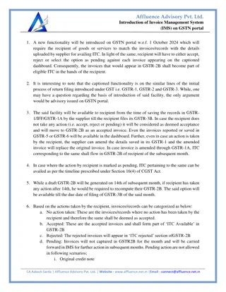 Introduction of Invoice Management System (IMS) on GSTN portal