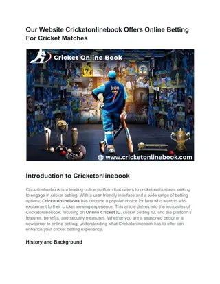 Our Website Cricketonlinebook Offers Online Betting For Cricket Matches