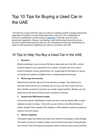 Top 10 Tips for Buying a Used Car in the UAE