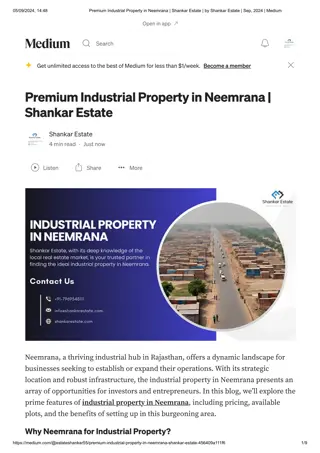 Premium Industrial Property in Neemrana _ Shankar Estate