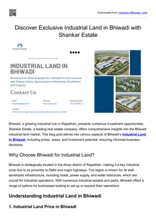 Discover Exclusive Industrial Land in Bhiwadi with Shankar Estate