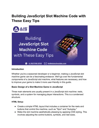 Building JavaScript Slot Machine Code with These Easy Tips