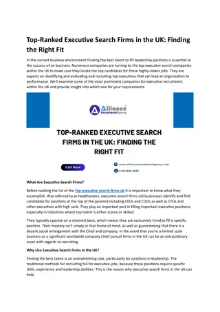 Top-Ranked Executive Search Firms in the UK Finding the Right Fit