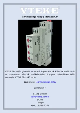 Earth leakage Relay | Vteke.com.tr