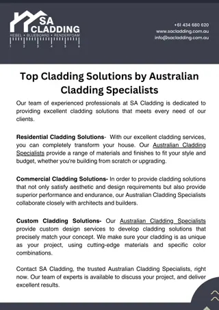 Top Australian Cladding Specialists at SA Cladding