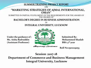 Marketing Strategies of Ajmal International, Oman - Summer Training Project Report