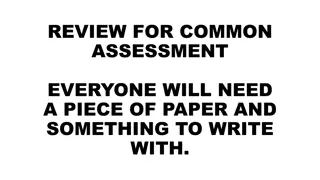 Math Review for Common Assessment