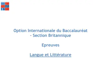 International Baccalaureate British Section Language and Literature Exam Details