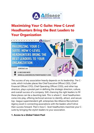 Maximizing Your C-Suite: How C-Level Headhunters Bring the Best Leaders