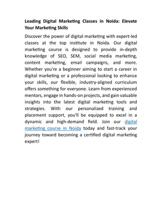 Leading Digital Marketing Classes in Noida: Elevate Your Marketing Skills