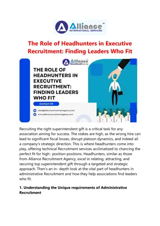 The Role of Headhunters in Executive Recruitment: Finding Leaders Who Fit