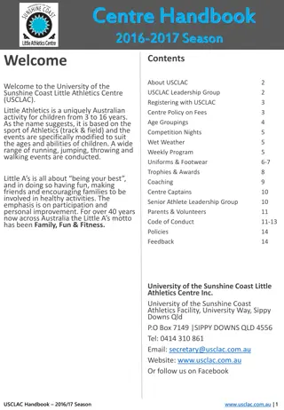 University of the Sunshine Coast Little Athletics Centre (USCLAC) Handbook 2016/17 Season