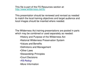 Wilderness Management Policies and Principles