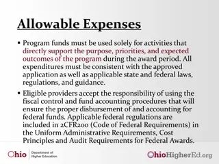 Guidelines for Allowable and Not Allowable Expenses in Program Funding