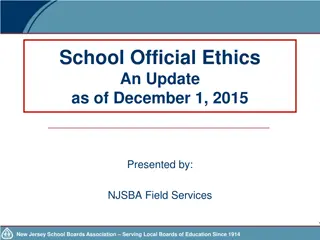 School Official Ethics: An Update as of December 1, 2015