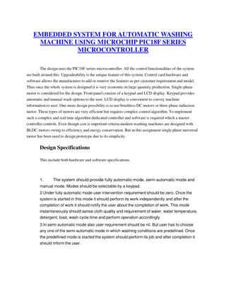 Embedded System for Automatic Washing Machine using Microchip PIC18F Series Microcontroller