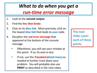 Fixing Run-Time Errors in Your Code