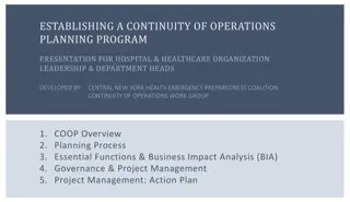 Hospital & Healthcare Continuity of Operations Planning Program Presentation