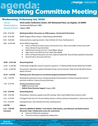 Genetics Consortium Meeting Agenda - February 1st & 2nd, 2022