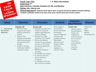 Spanish Lesson Plan for Intermediate 5th Grade: Emotions, Calendar, Numbers, and Weather