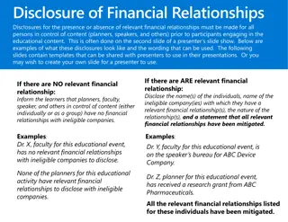 Best Practices for Disclosure of Financial Relationships in Educational Events