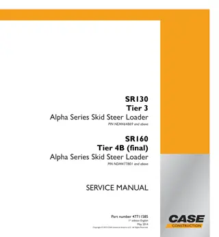 CASE SR130 Tier 3 (final) Alpha Series Skid Steer Loader Service Repair Manual Instant Download