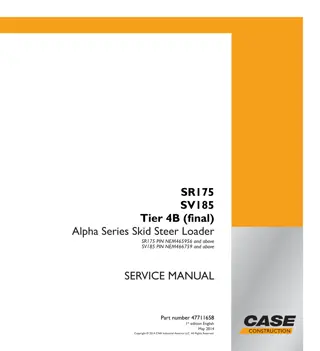 CASE SR175 Tier 4B (final) Alpha Series Skid Steer Loader Service Repair Manual Instant Download