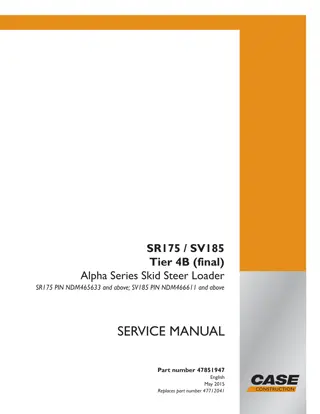 CASE SR175 Tier 4B Alpha Series Skid Steer Loader Service Repair Manual Instant Download