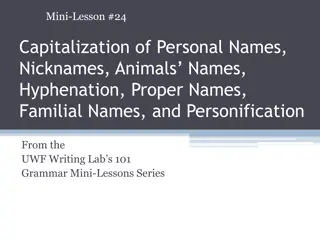 Rules on Capitalization of Names, Nicknames, and Personifications