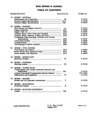 CASE W26 Wheel Loader Service Repair Manual Instant Download