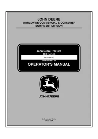 John Deere 100 Series LA105 Lawn Tractors Operator’s Manual Instant Download (PIN010001-) (Publication No. omgx22661)