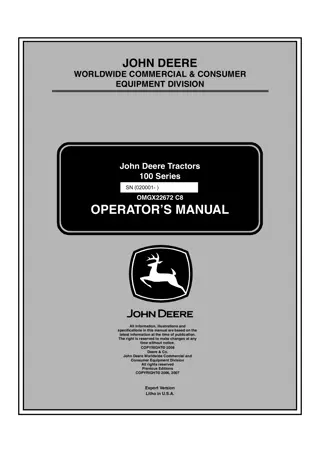 John Deere 100 Series X110 Lawn Tractors Operator’s Manual Instant Download (PIN020001-) (Publication No. omgx22672)