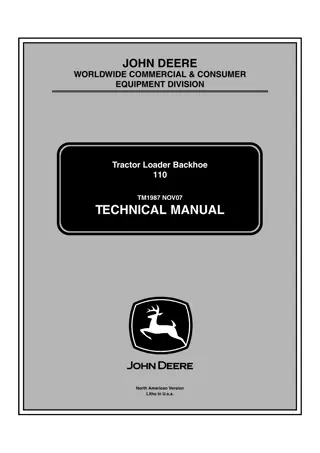 John Deere 110 Tractor Loader Backhoe Service Repair Manual Instant Download (tm1987)