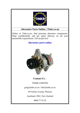 Alternator Parts Online  Tinkr.co.nz