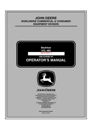 John Deere 375 Backhoe Operator’s Manual Instant Download (PIN010001-) (Publication No.20083)