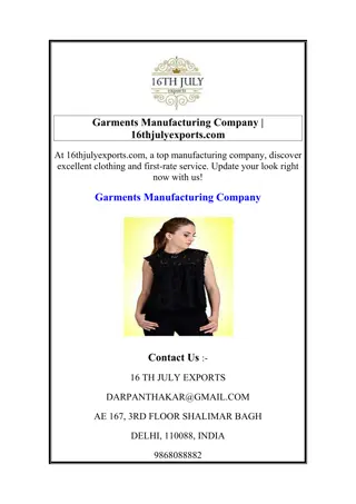 Garments Manufacturing Company  16thjulyexports.com