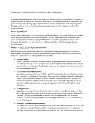 The Future of IT How Hybrid Cloud is Transforming Digital Transformation