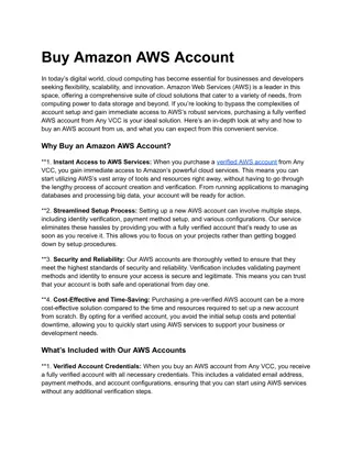 Buy Amazon AWS Account