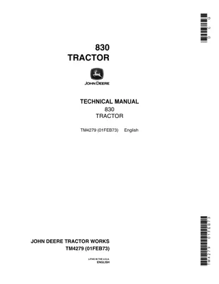 John Deere 830 Tractor Service Repair Manual Instant Download