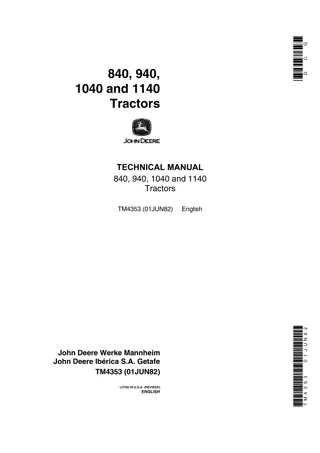 John Deere 1040 Tractor Service Repair Manual Instant Download (TM4353)