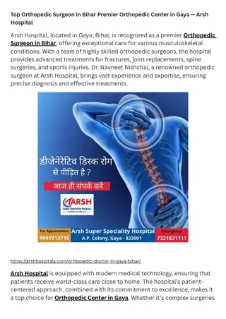 Top Orthopedic Surgeon in Bihar Premier Orthopedic Center in Gaya — Arsh Hospital