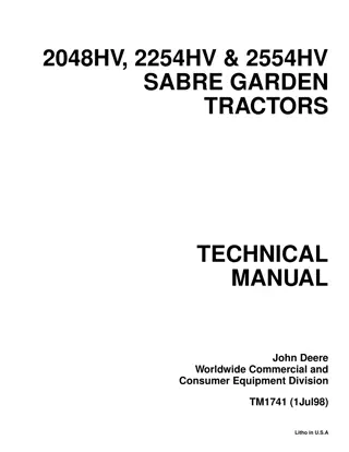 JOHN DEERE 2048HV SABRE LAWN GARDEN TRACTOR Service Repair Manual Instant Download