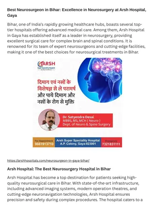 Best Neurosurgeon in Bihar Excellence in Neurosurgery at Arsh Hospital, Gaya