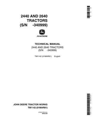 JOHN DEERE 2440 TRACTOR Service Repair Manual Instant Download