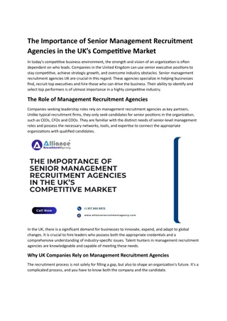 The Importance of Senior Management Recruitment Agencies in the UK’s Competitive Market