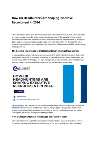 How UK Headhunters Are Shaping Executive Recruitment in 2024