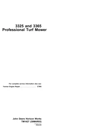 John Deere 3325 Professional Turf Mower Service Repair Manual Instant Download (tm1427)