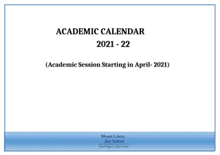 Academic Calendar 2021-22 for Mount Litera School: Monthly Activity Overview